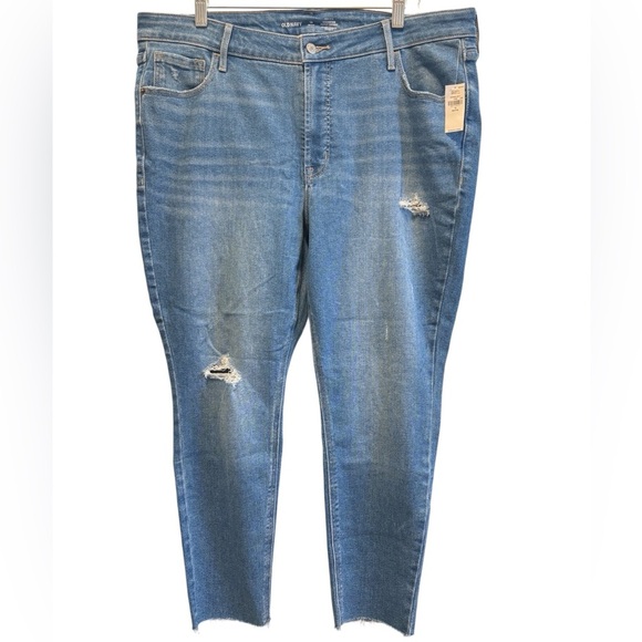NWT Old Navy High Rise Rockstar Super Skinny Raw Hem Destroyed Jeans | Size 18P - Picture 5 of 8